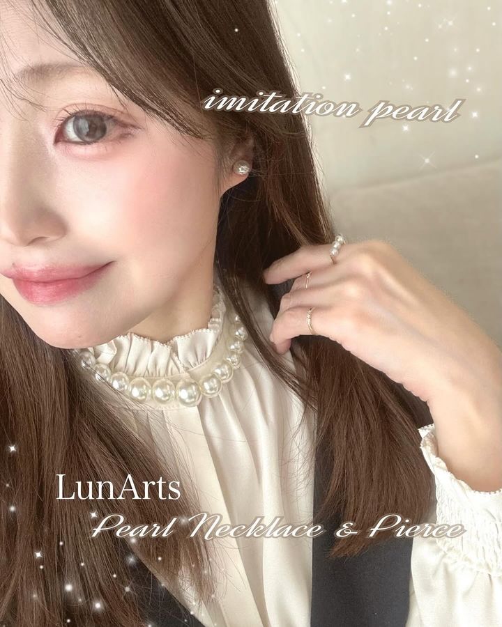 LunArts パールネックレス 1連タイプを身につけた様子